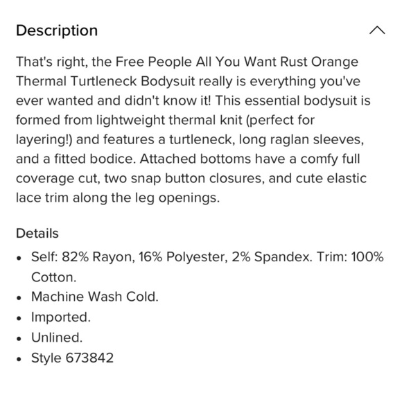 NWT! Free People All You Want Rust Orange Mock Neck Waffle Bodysuit L - Picture 10 of 10